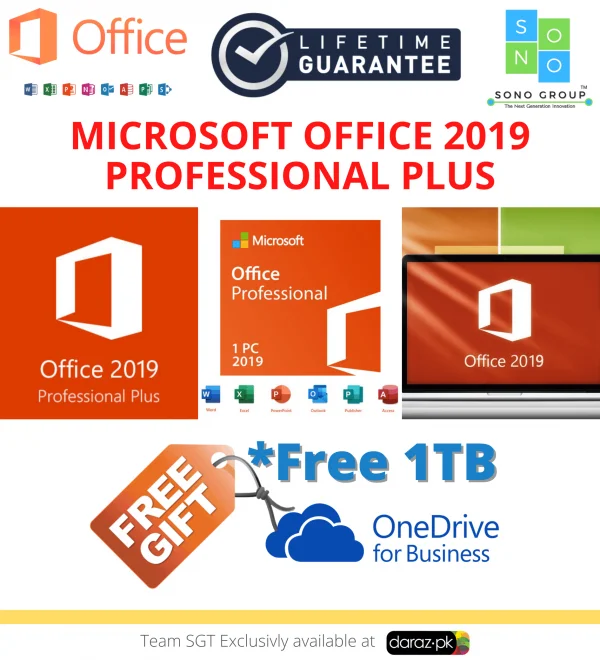Microsoft Office 2019 Professional Plus 32/64bit email binding Key Lifetime - 100% Genuine + *Free 1TB Cloud Storage