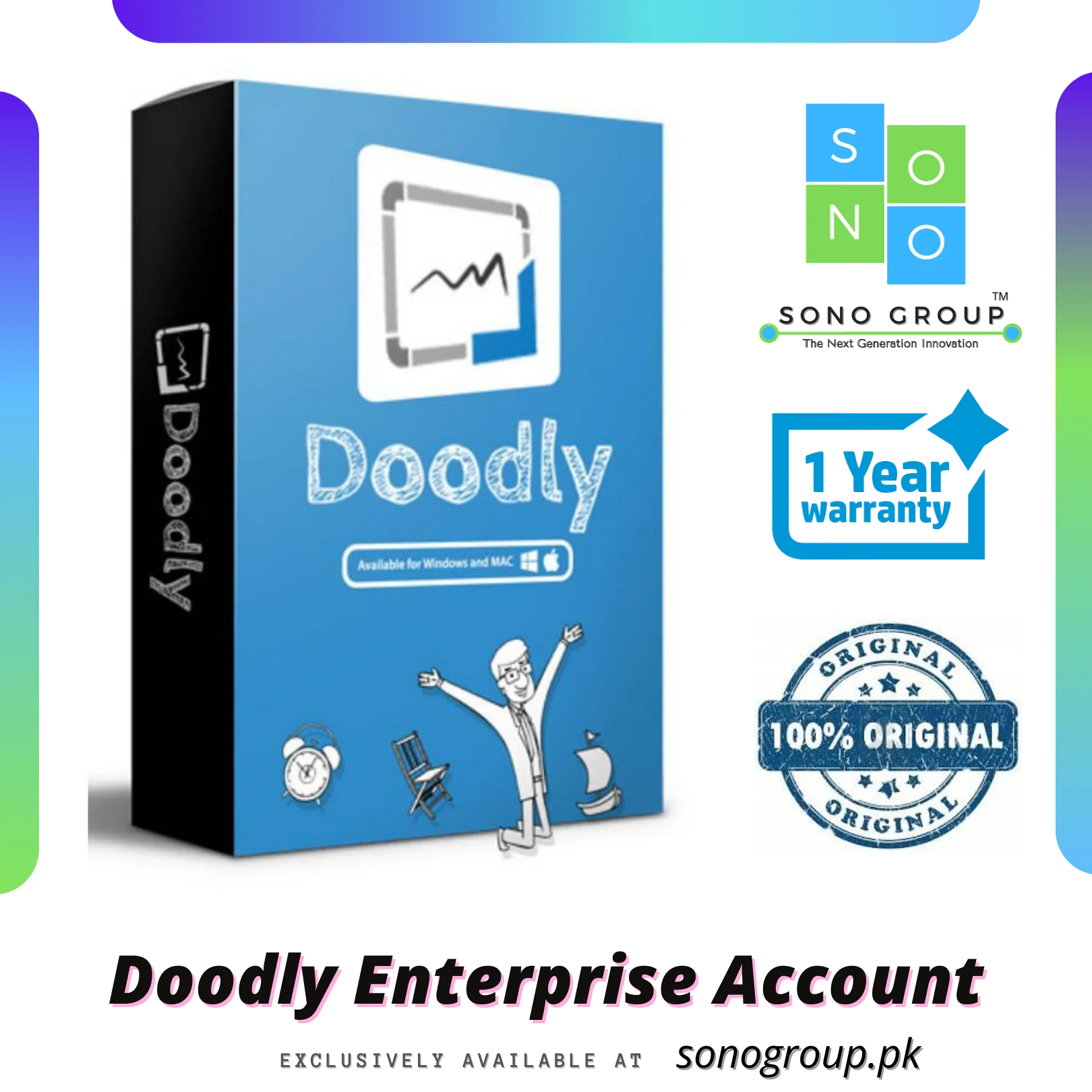 Doodly Enterprise Premium Account White Board (Rainbow Colour)